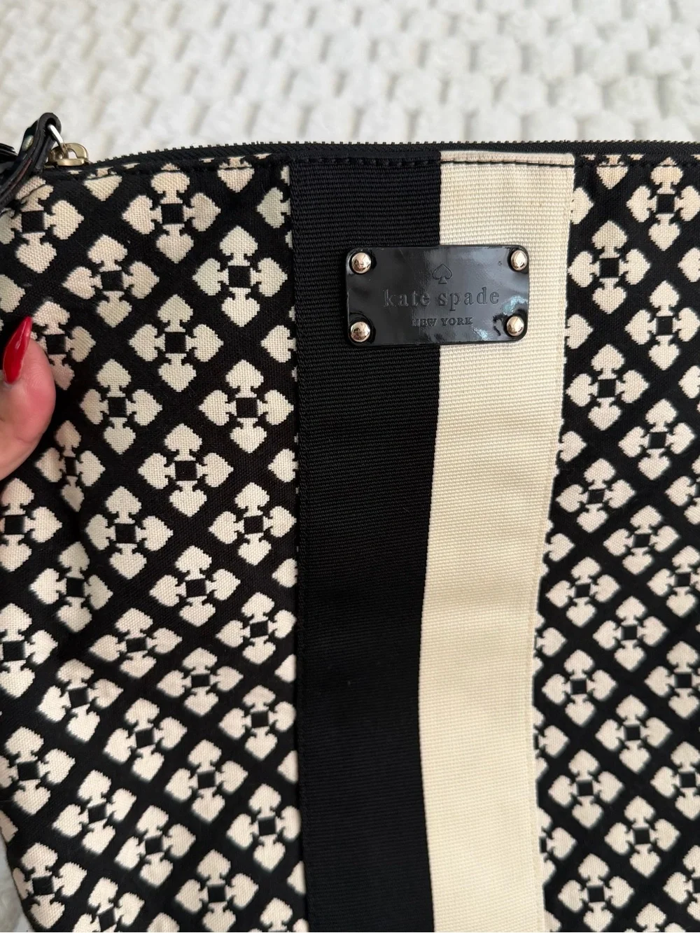 kate spade Black & Cream Patterned Shoulder Bag